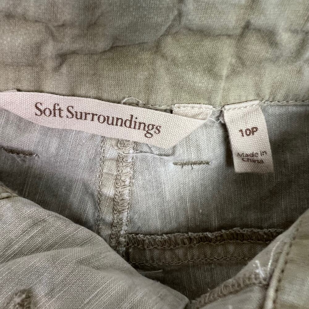 Soft Surroundings 10 Petite Tea Party Crop Pants Linen Tencel Blend‎ Sandy Beige - Picture 3 of 11